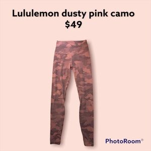 Lululemon dusty rose camo leggings size 4